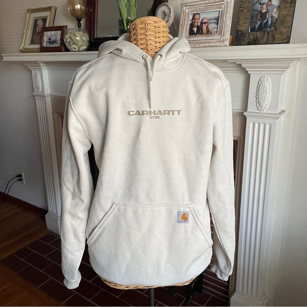 Carhartt Men's Off-White rain defender Hoodie Sweater